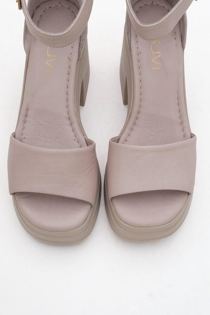 MARGOT Dark Beige Leather Platform Sandal (Women)