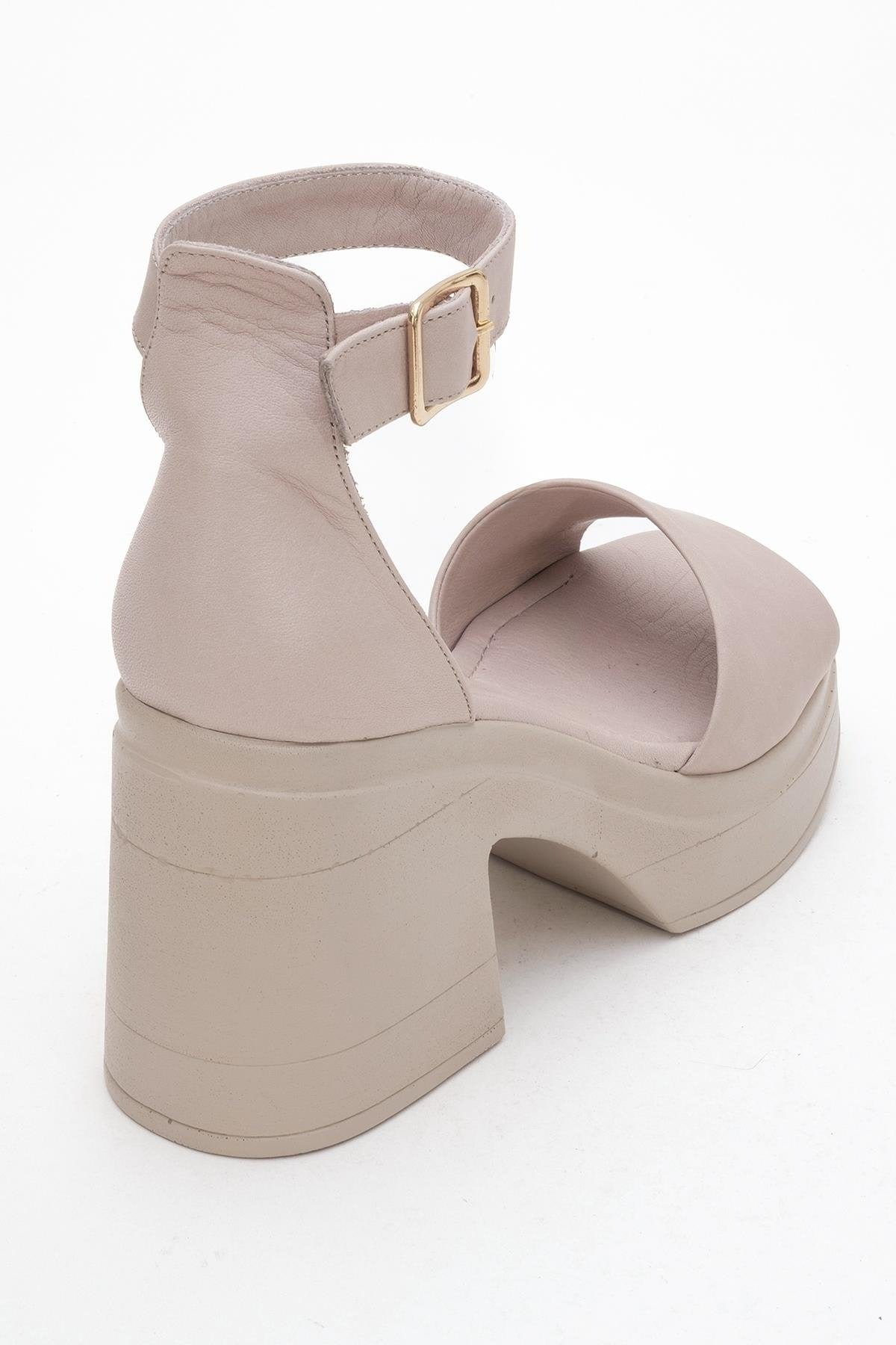 MARGOT Dark Beige Leather Platform Sandal (Women)