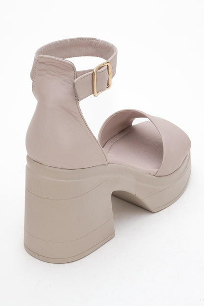MARGOT Dark Beige Leather Platform Sandal (Women)