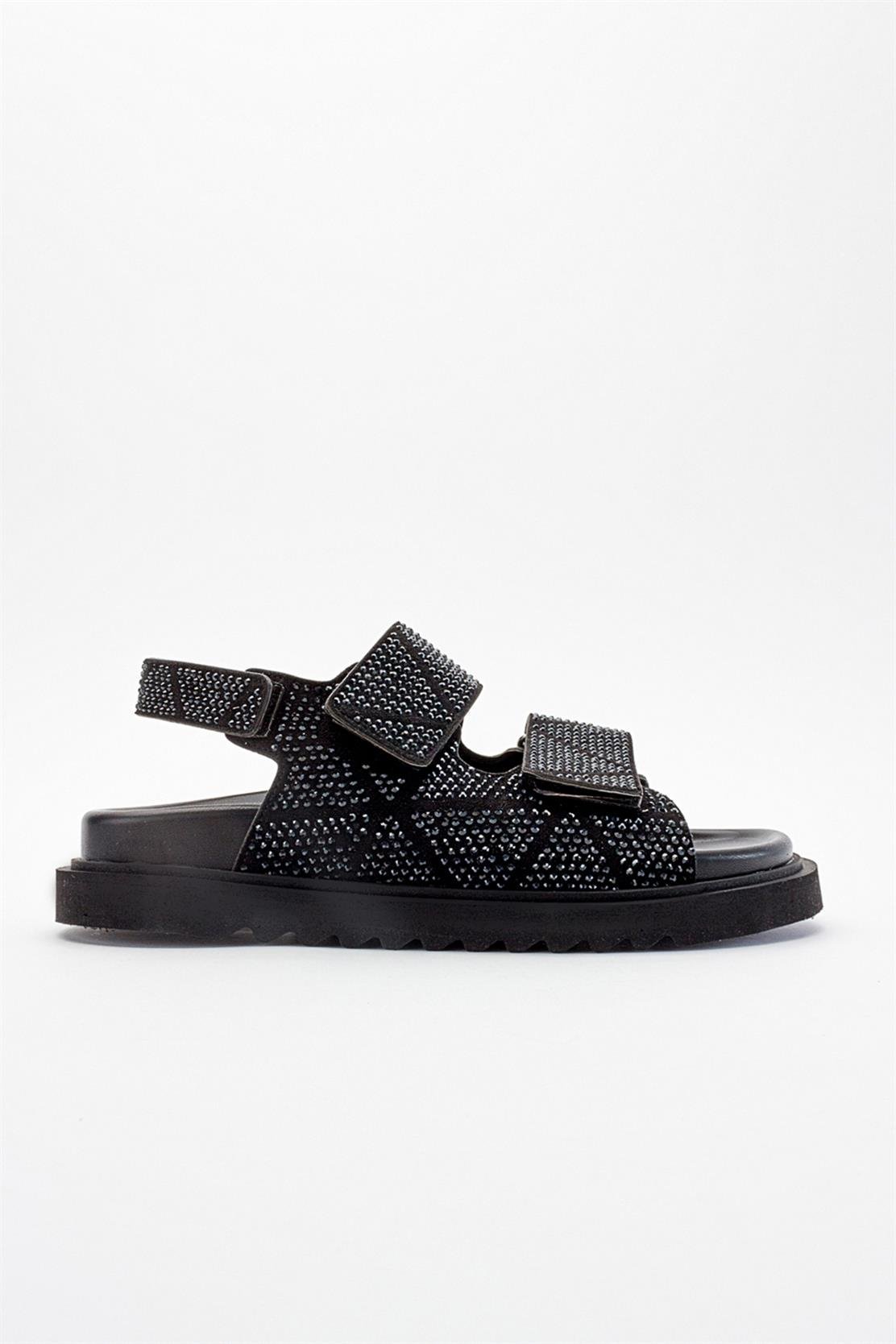 MELLOM Black Embellished Sandal (Women)