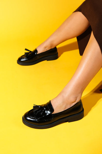 Milly - Black Patent Leather Tassel Loafers