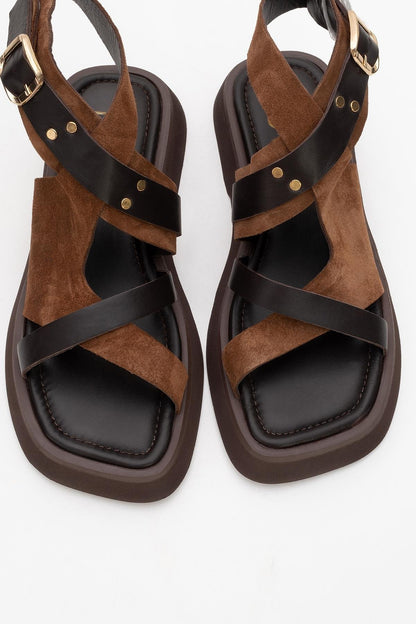 Minnea - Brown Suede Leather Sandal (Women)