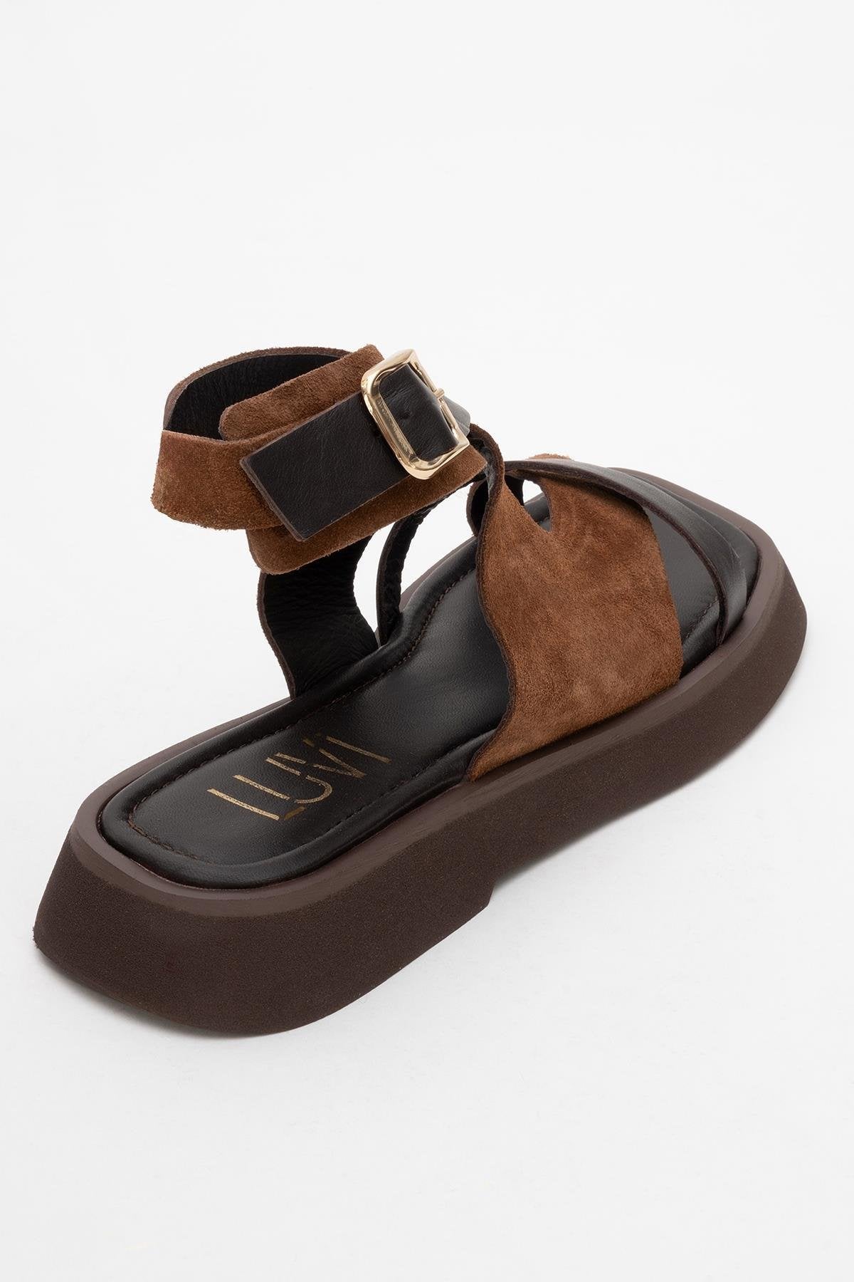 Minnea - Brown Suede Leather Sandal (Women)