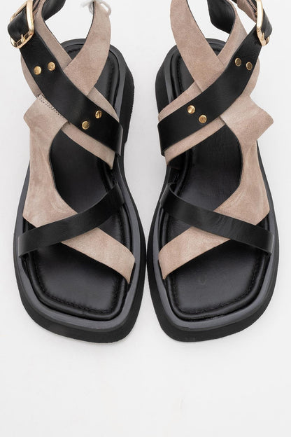 Minnea - Beige Suede Leather Sandal (Women)