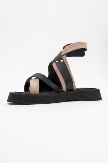 Minnea - Beige Suede Leather Sandal (Women)