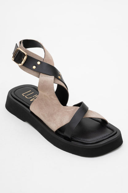 Minnea - Beige Suede Leather Sandal (Women)