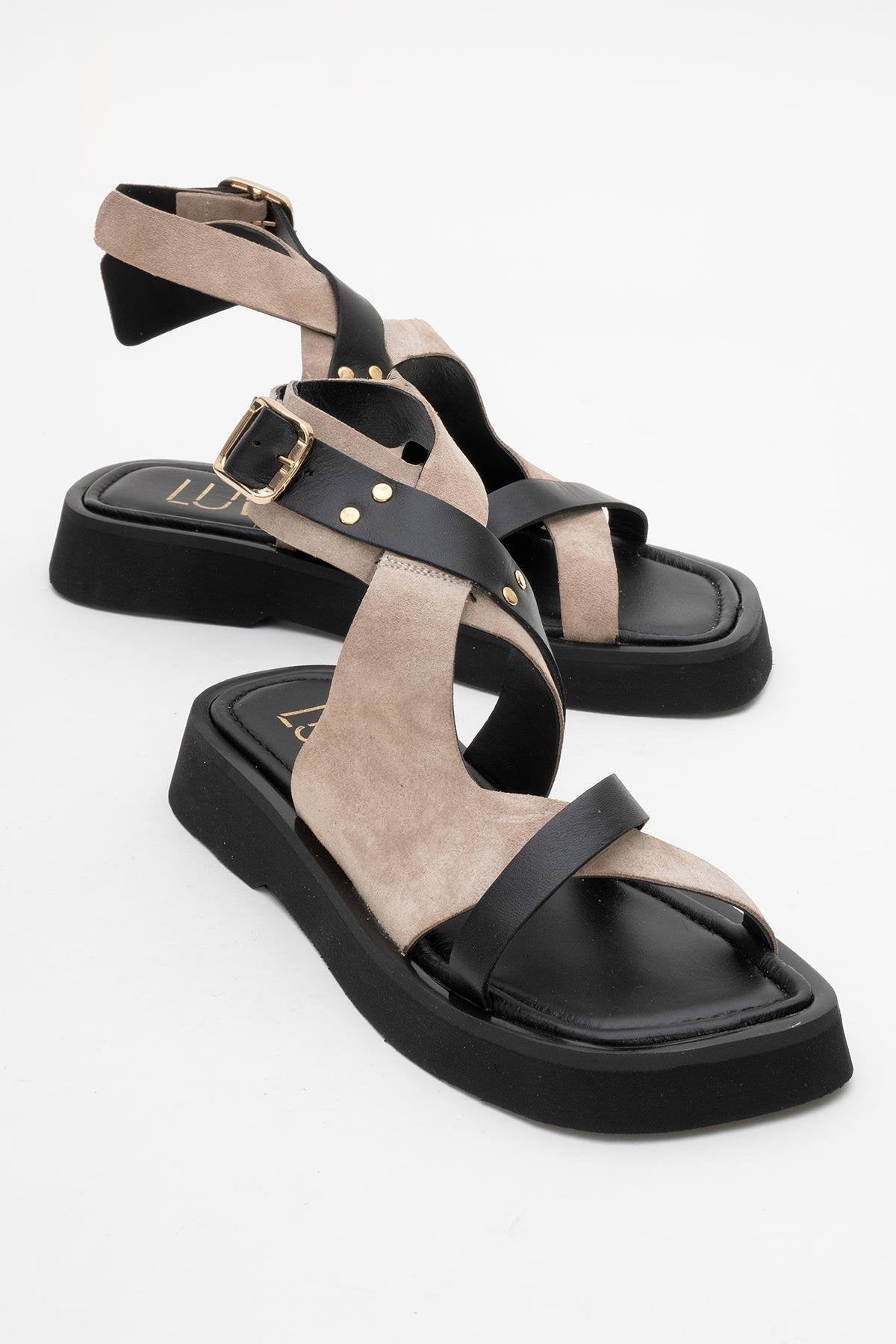 Minnea - Beige Suede Leather Sandal (Women)