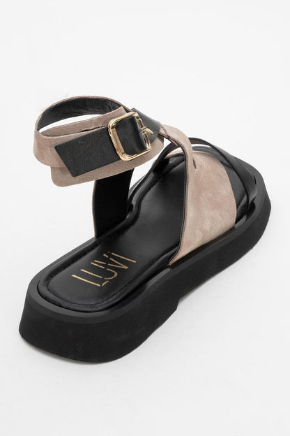 Minnea - Beige Suede Leather Sandal (Women)