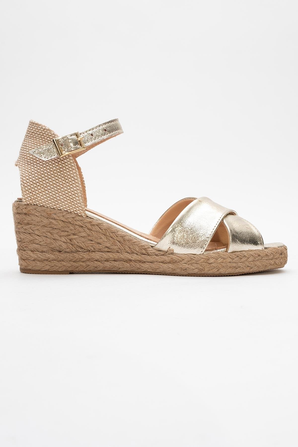 Miria - Gold Leather Platform Espadrille (Women)