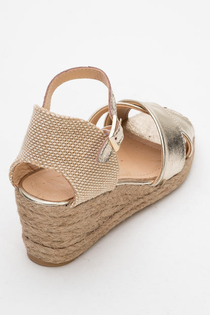 Miria - Gold Leather Platform Espadrille (Women)