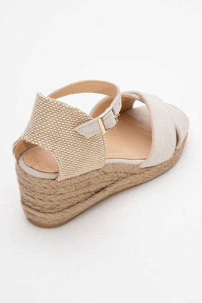 Miria - Beige Suede Leather Platform Espadrille (Women)