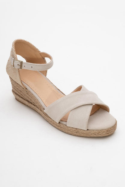 Miria - Beige Suede Leather Platform Espadrille (Women)