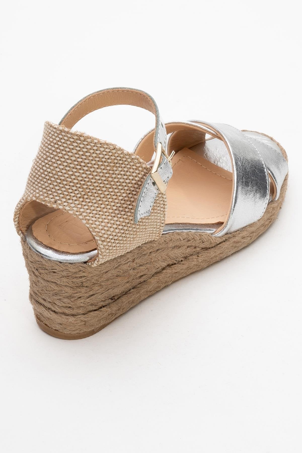 Miria - Silver Leather Platform Espadrille (Women)