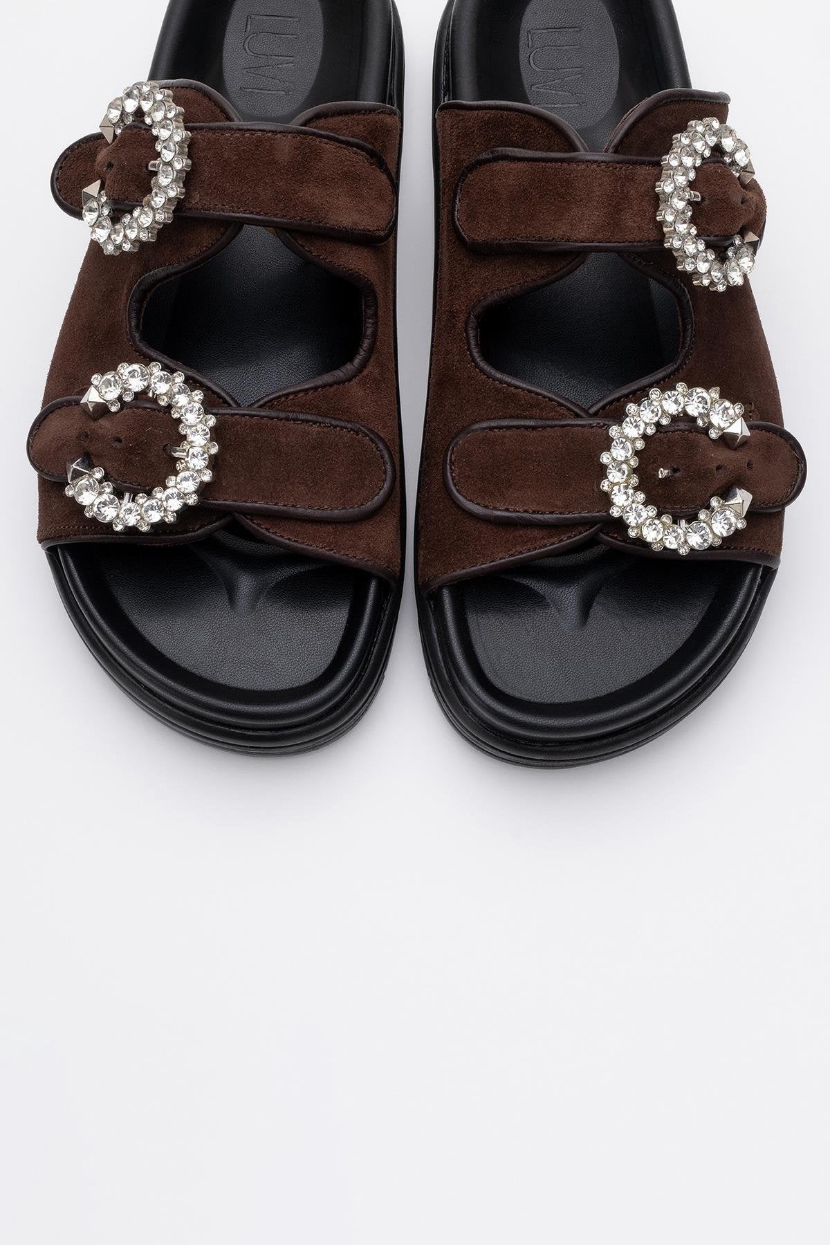 Morelia - Brown Suede Leather Slide Sandal (Women)