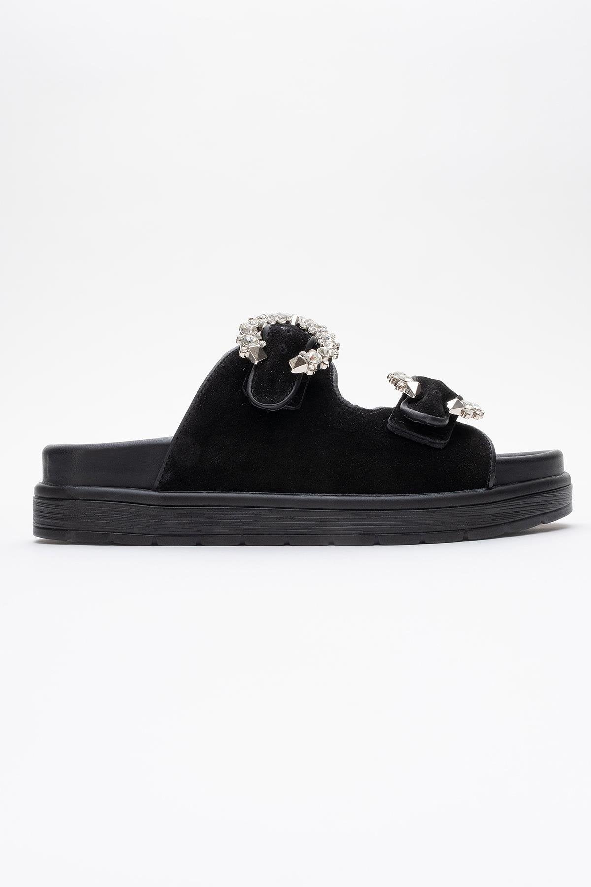 Morelia - Black Suede Leather Slide Sandal (Women)