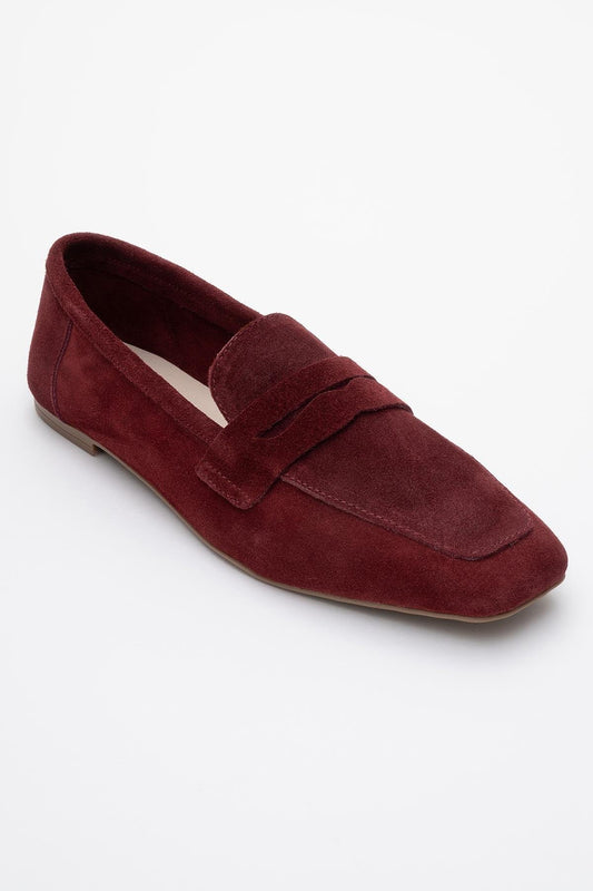 Morne - Burgundy Suede Leather Loafers (Women)
