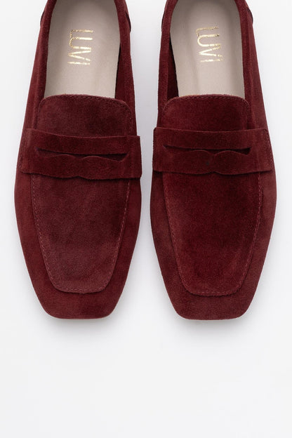 Morne - Burgundy Suede Leather Loafers (Women)