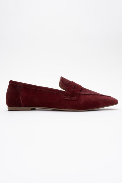 Morne - Burgundy Suede Leather Loafers (Women)
