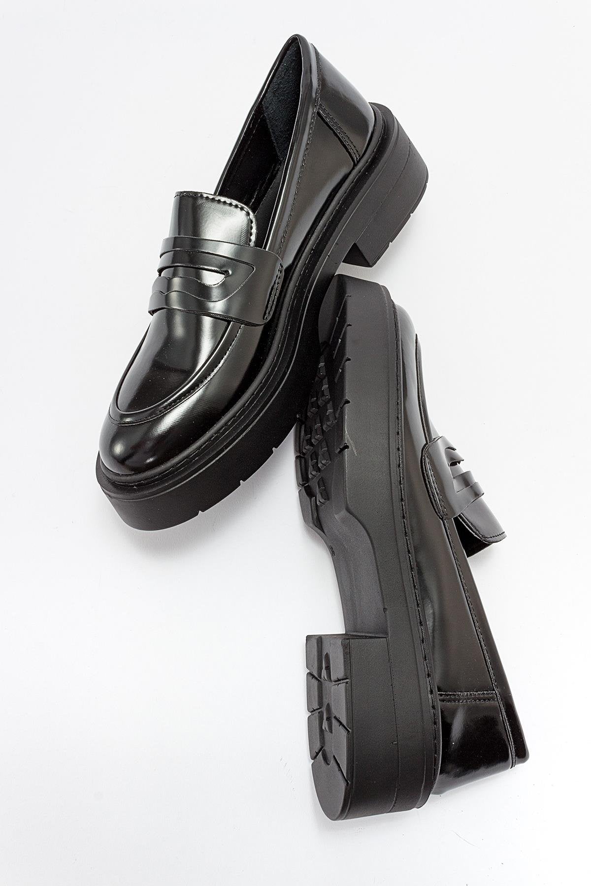 Josie - Black Patent Platform Loafers
