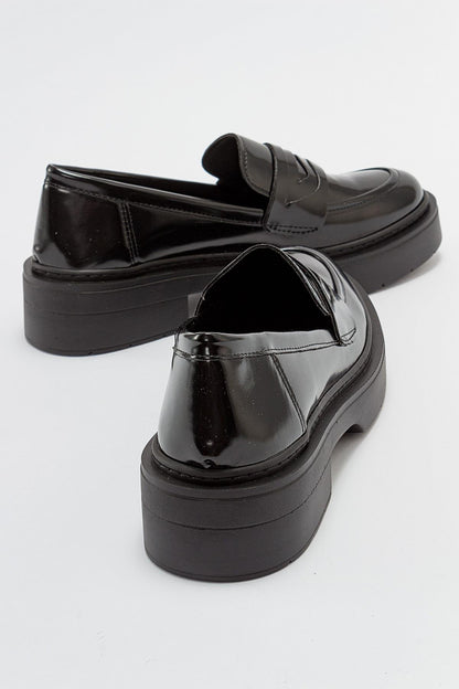 Josie - Black Patent Platform Loafers