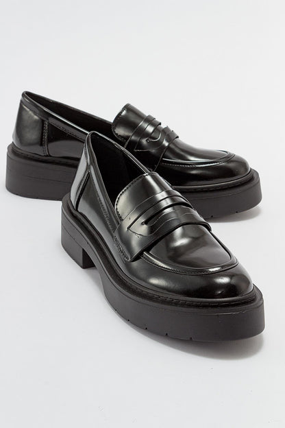 Josie - Black Patent Platform Loafers