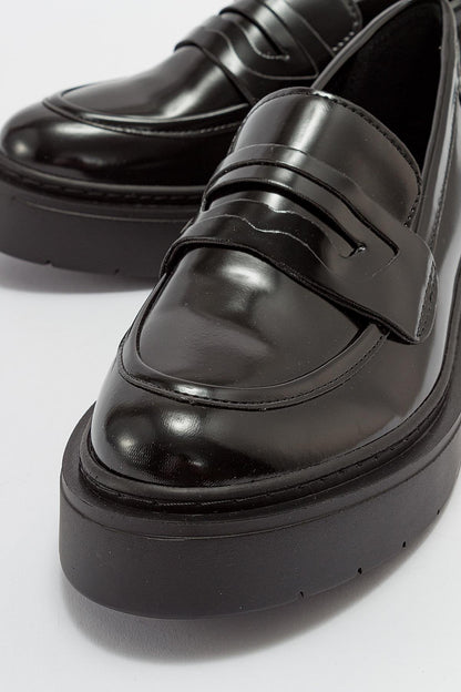 Josie - Black Patent Platform Loafers