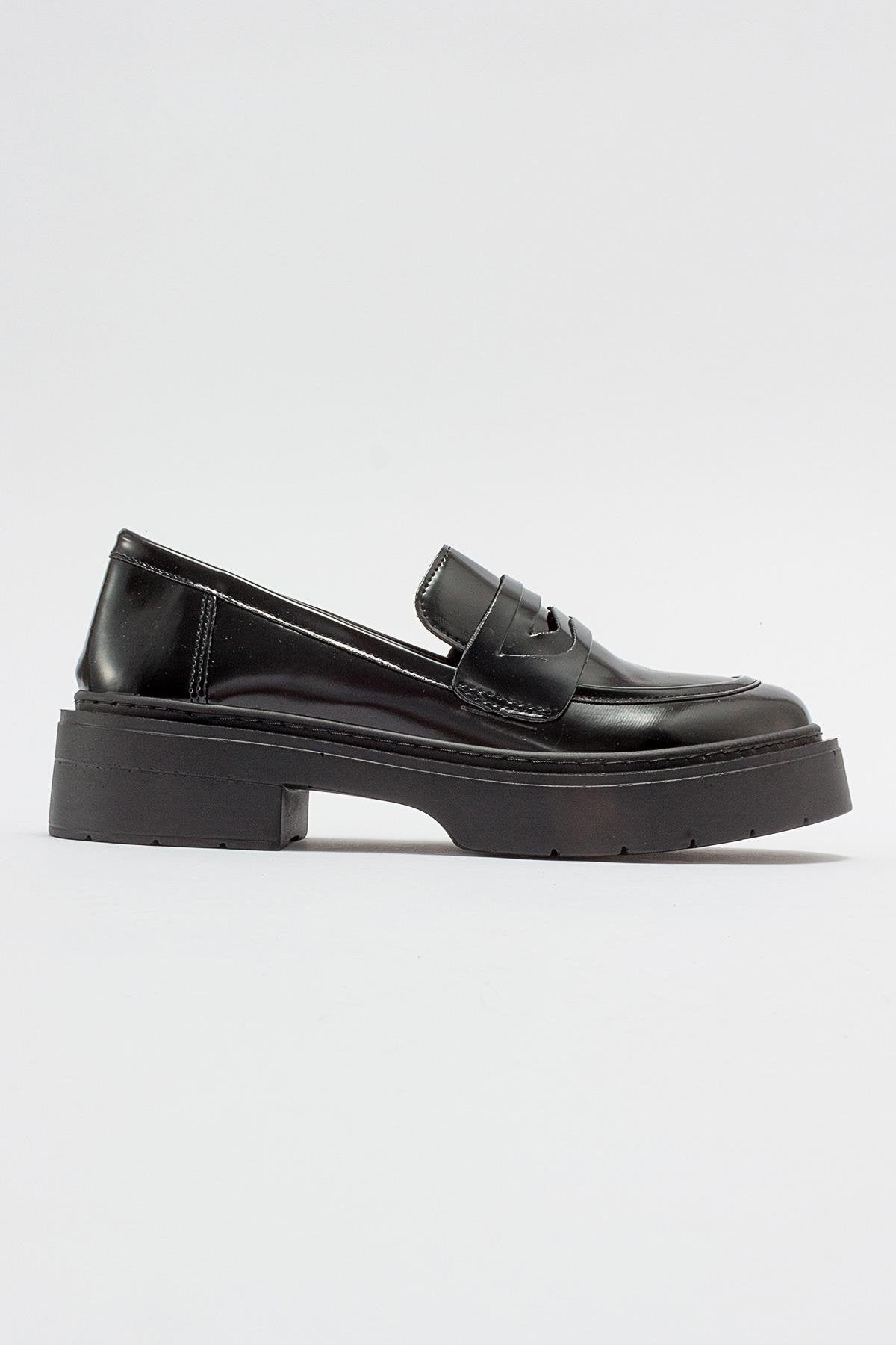 Josie - Black Patent Platform Loafers