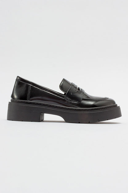 Josie - Black Patent Platform Loafers