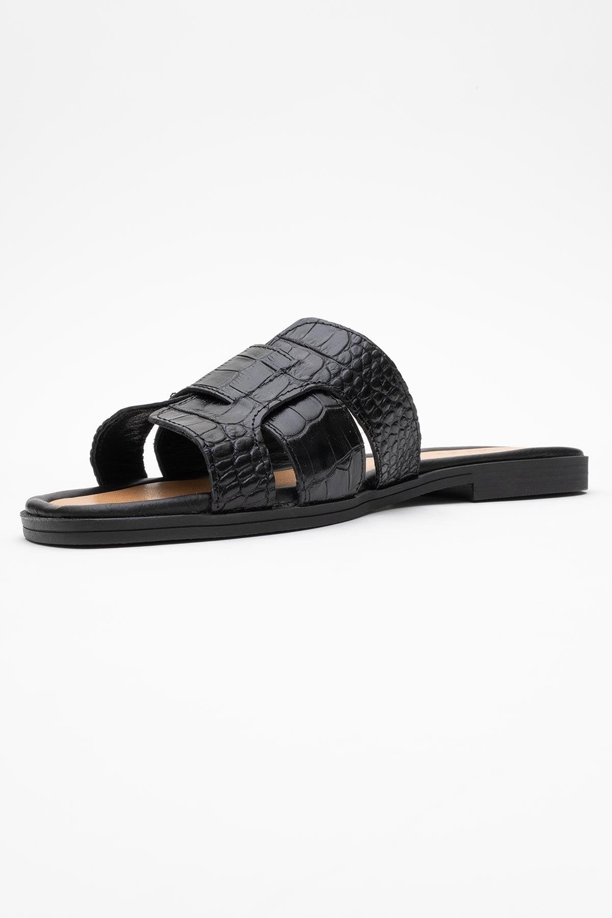 Notre - Black Leather Slide Sandal (Women)