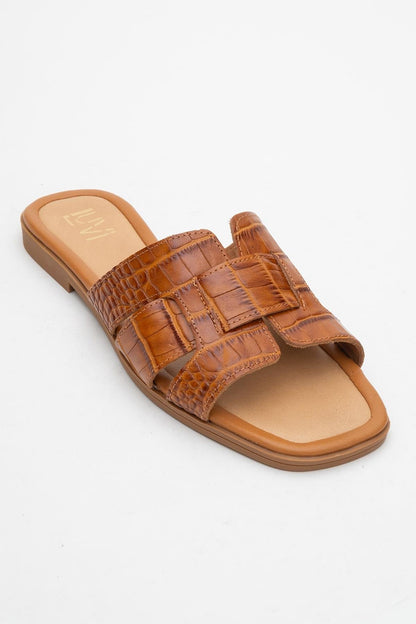 Notre - Cognac Leather Slide Sandal (Women)