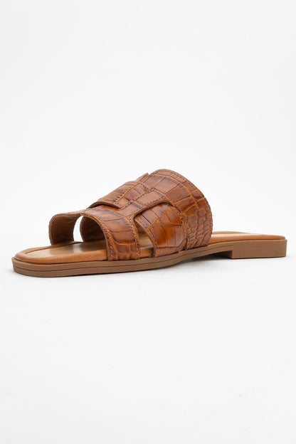 Notre - Cognac Leather Slide Sandal (Women)