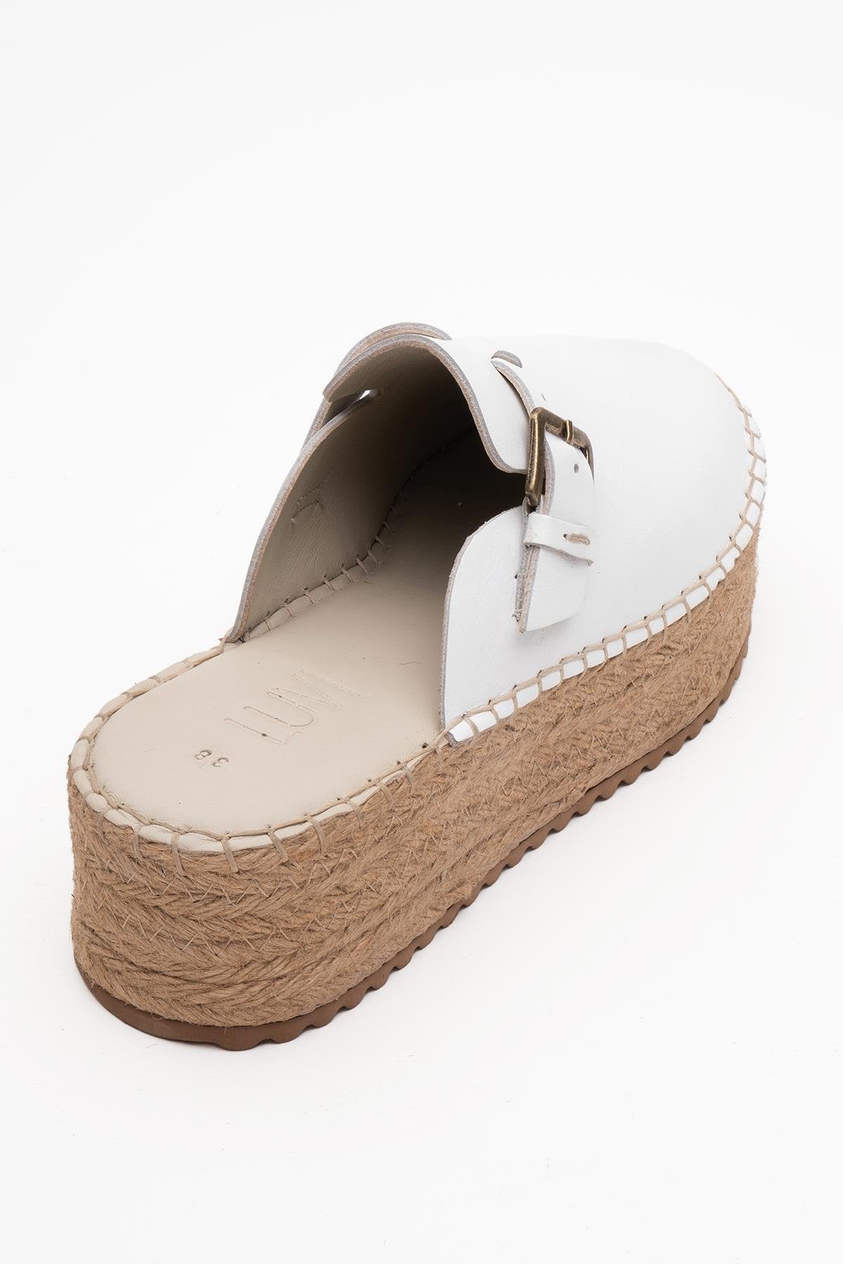 Novas - White Leather Platform Espadrille Mule (Women)