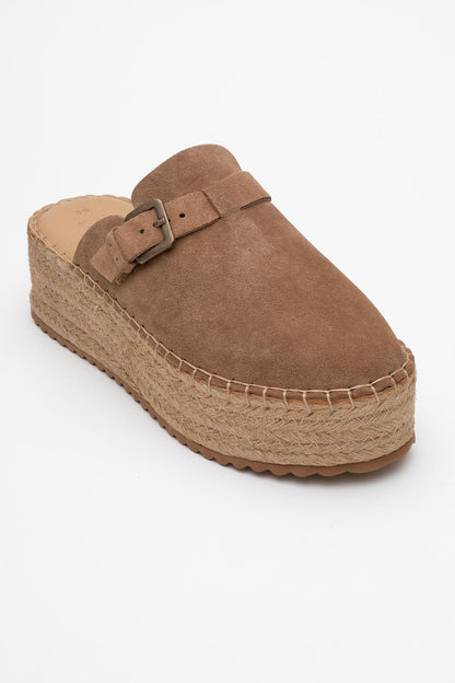 Novas - Cognac Brown Suede Leather Platform Espadrille Mule (Women)