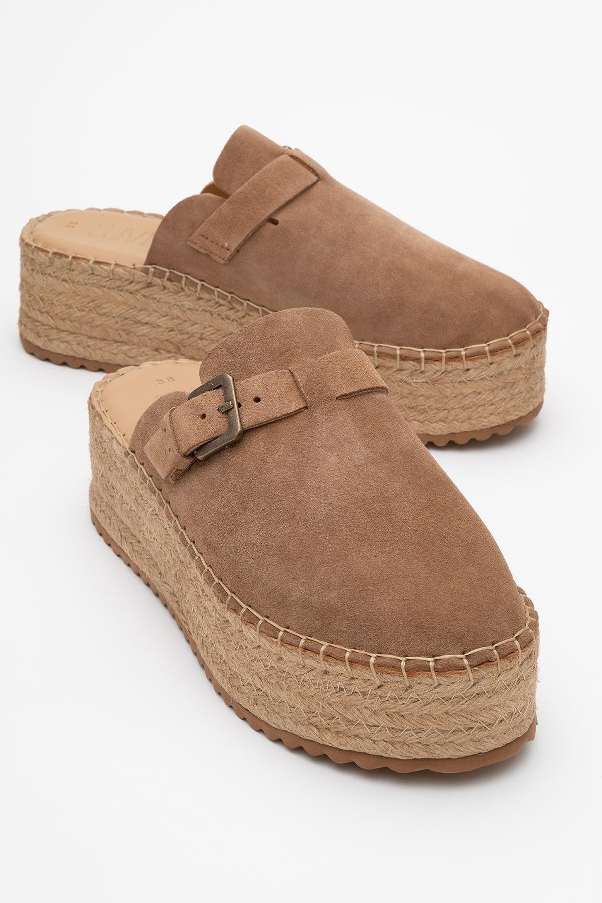 Novas - Cognac Brown Suede Leather Platform Espadrille Mule (Women)