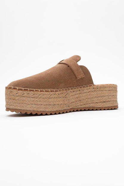 Novas - Cognac Brown Suede Leather Platform Espadrille Mule (Women)