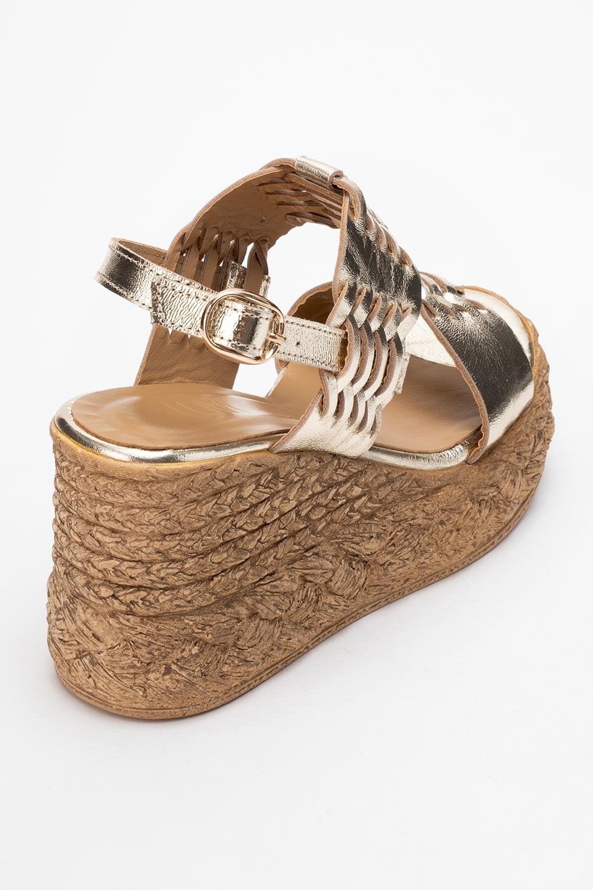 Olien - Gold Leather Platform Espadrilles (Women)