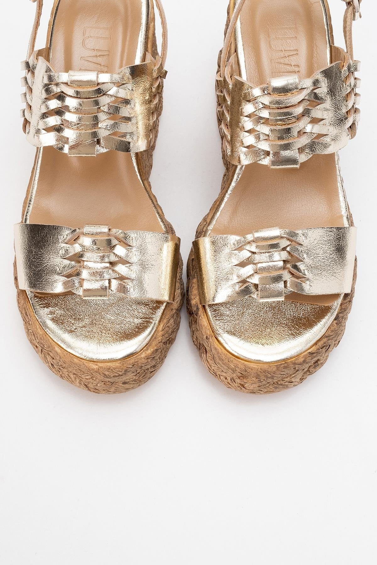 Olien - Gold Leather Platform Espadrilles (Women)