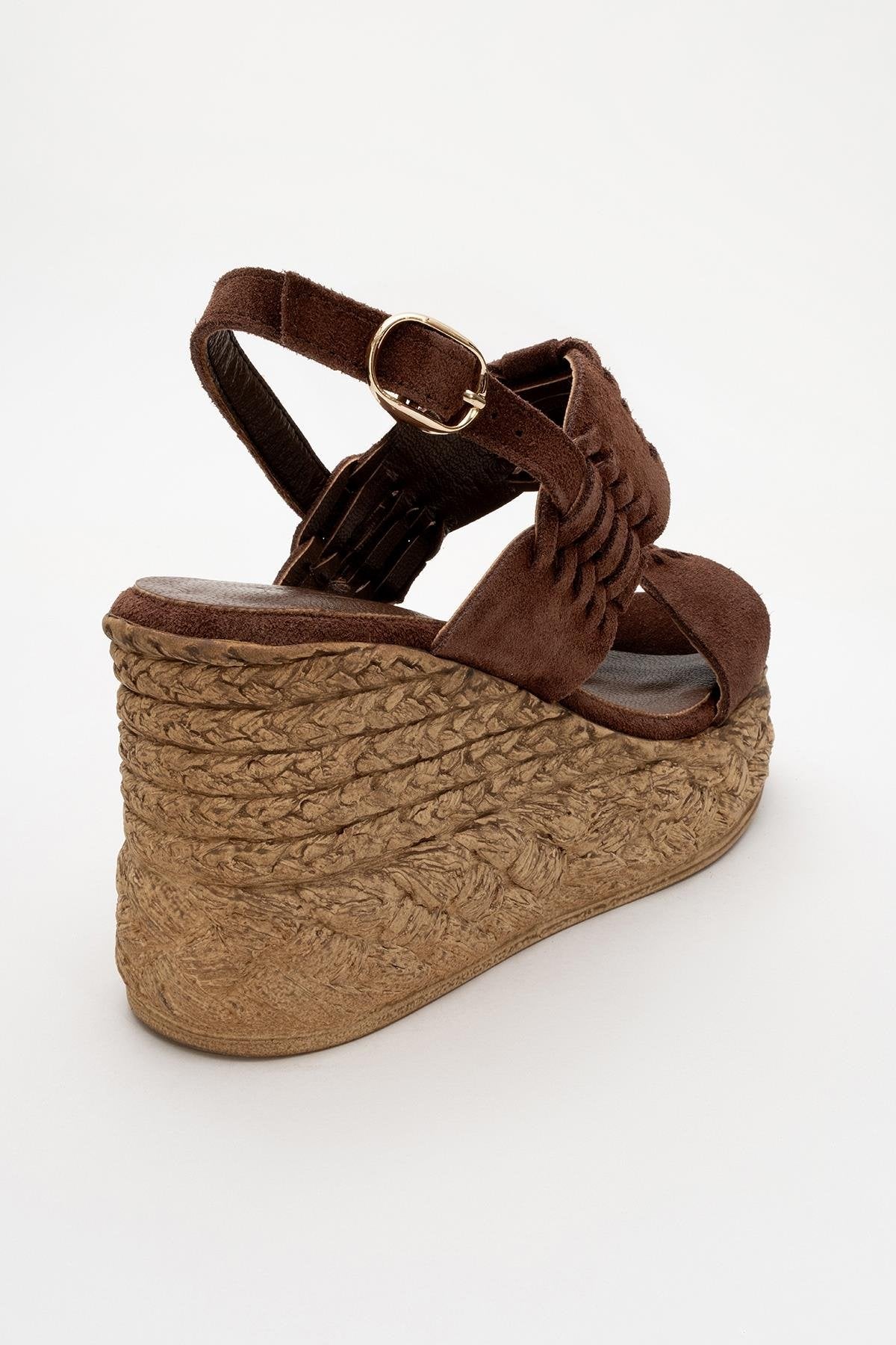 Olien - Brown Suede Leather Platform Espadrilles (Women)