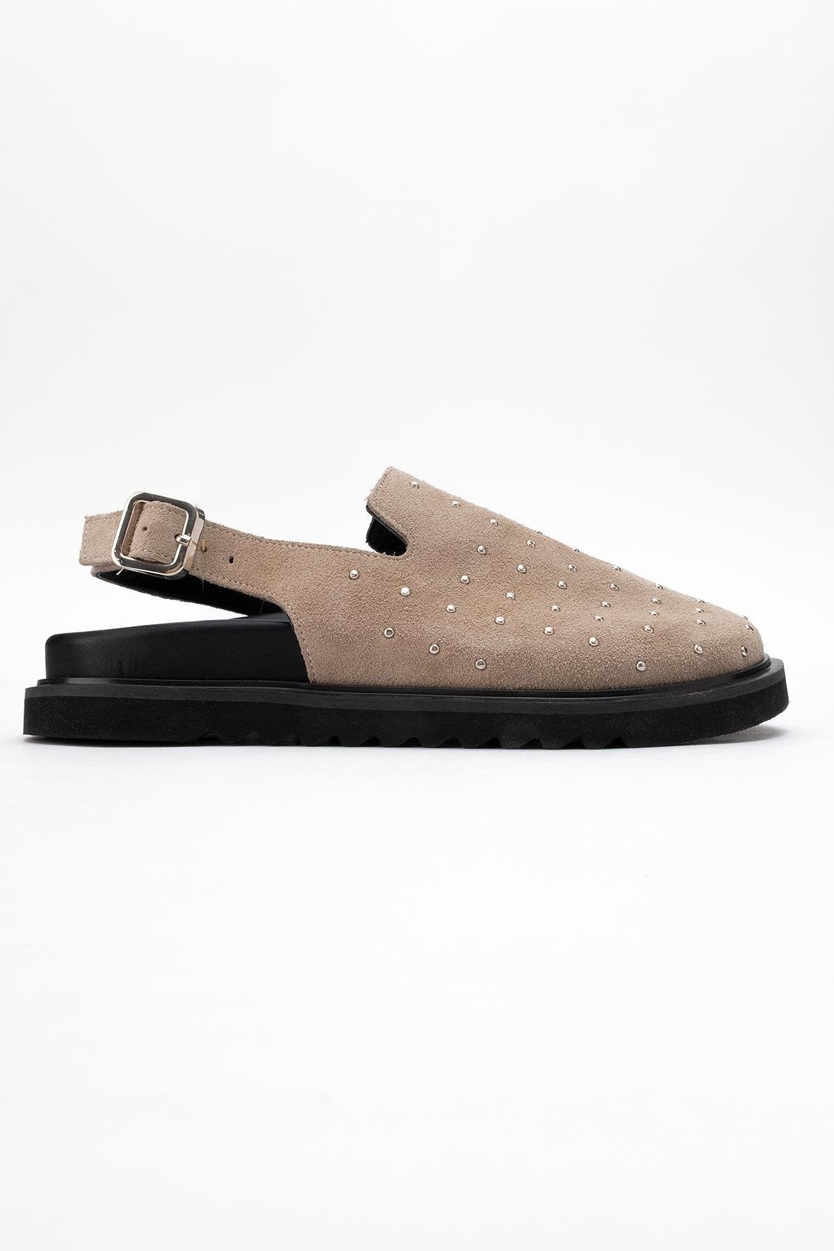 Our - Beige suede Leather Clogs (Women)