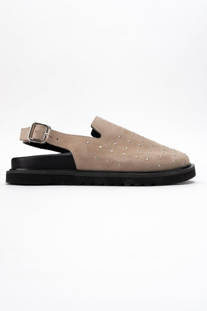 Our - Beige suede Leather Clogs (Women)