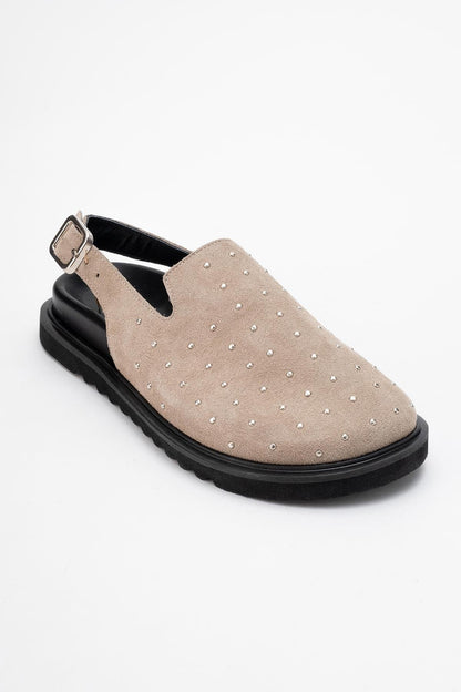 Our - Beige suede Leather Clogs (Women)