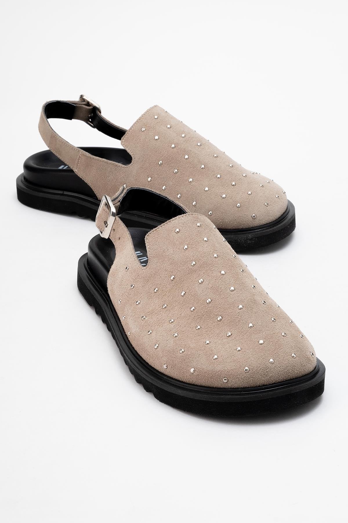 Our - Beige suede Leather Clogs (Women)