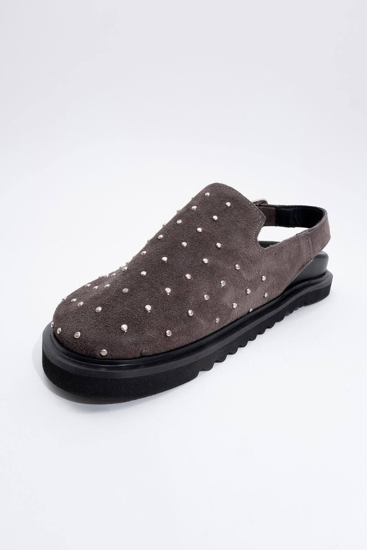 Our - Gray suede Leather Clogs (Women)