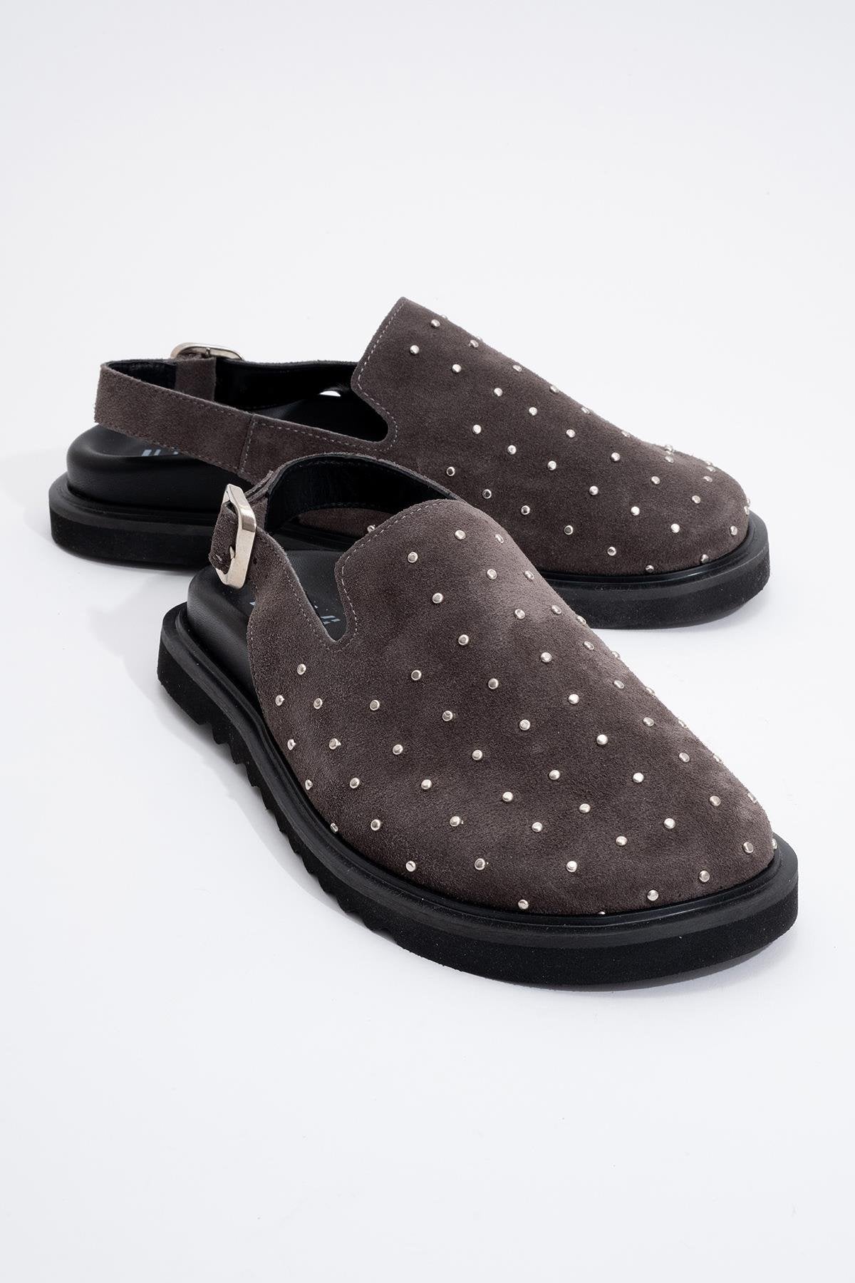 Our - Gray suede Leather Clogs (Women)