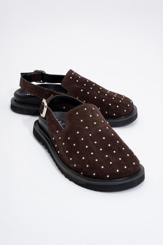 Our - Dark Brown suede Leather Clogs (Women)