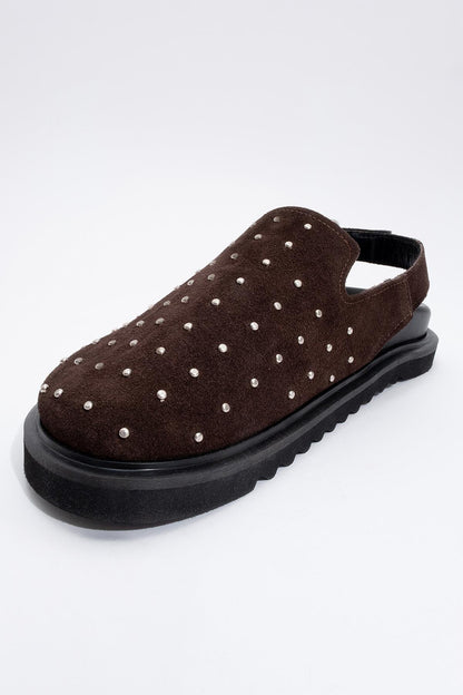 Our - Dark Brown suede Leather Clogs (Women)