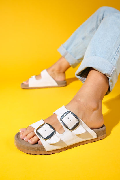 Ovesta - White Leather Slide Sandal (Women)