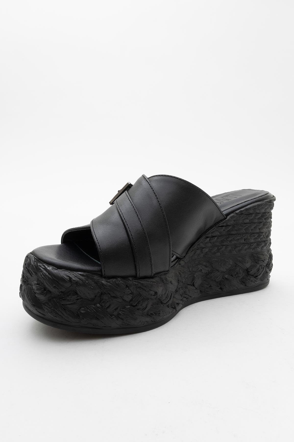 Palmas - Black Leather Platform Sandal (Women)