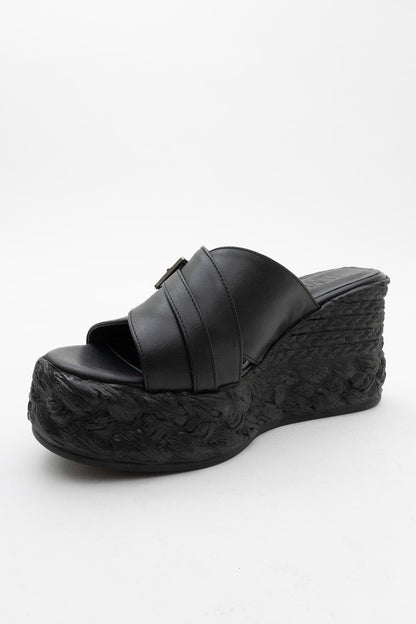 Palmas - Black Leather Platform Sandal (Women)
