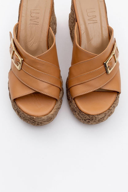 Palmas - Cognac Brown Leather Platform Sandal (Women)